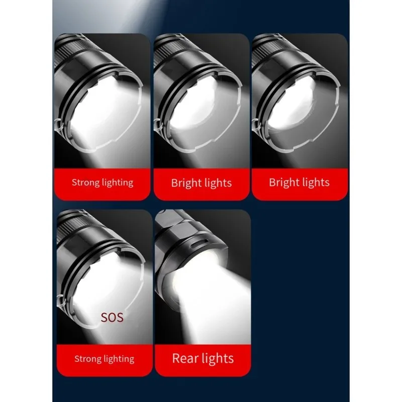 [new-abag】-aluminum-alloy-led-flashlight-rechargeable-featuring-dual-light-source-and-magnetic-base-long-battery-life