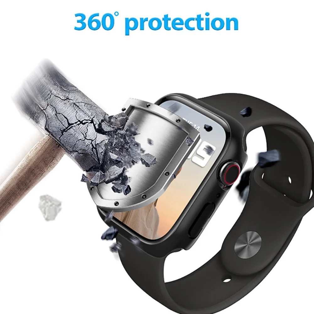 Gehärtetes Glas + Hülle für Apple Watch 38 mm 40 mm 41 mm 42 mm 44 mm 45 mm 46 mm Displayschutzfolie Schutzhülle iWatch 10 8 7 9 6 SE 5 – Detail 7