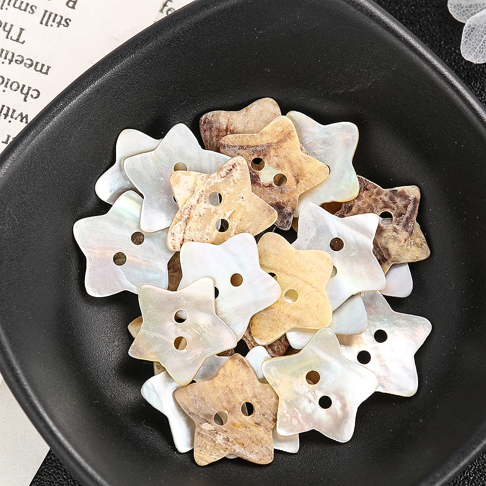 10PC Pentagram Stars Starfish 2-holes Flatback Button Natural Pinctada Martensi Mother of Pearl Shell Spacer Beads Sewing Crafts