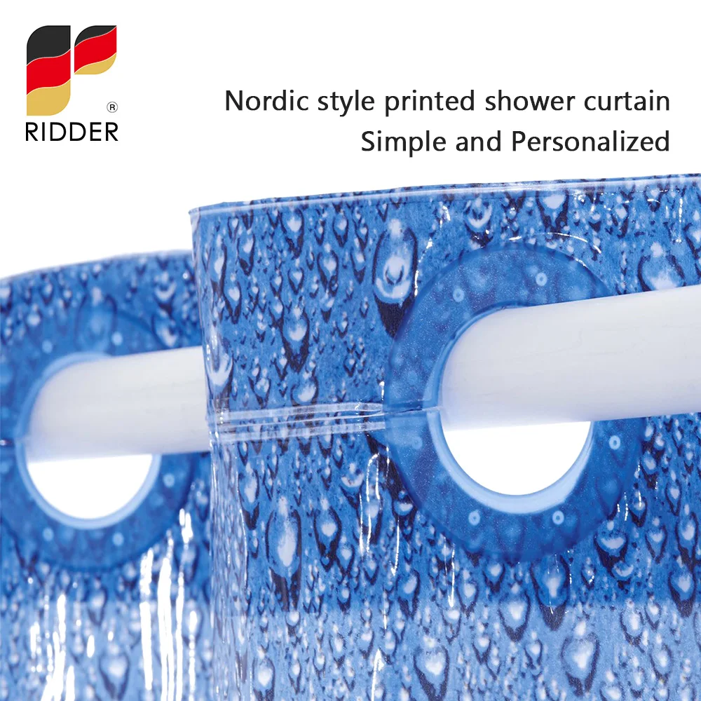 RIDDER Crystal Rain Dew Shower Curtain for Bathroom,Waterproof Design and Polyester, Weighted Hem, Shower Curtains Set