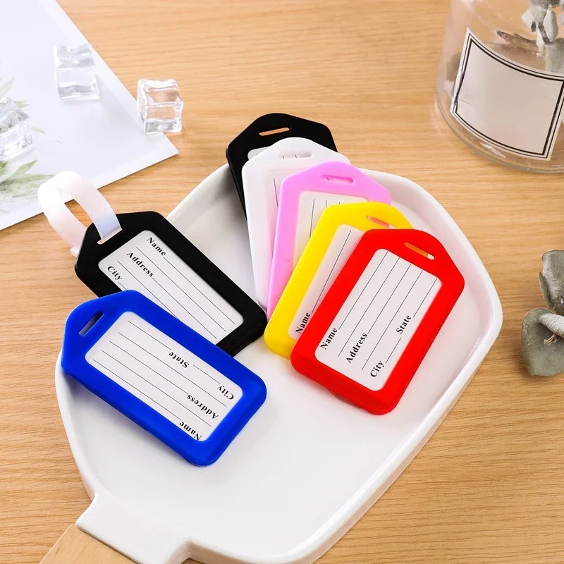 3pcs/lot Women Men Luggage Tag Travel Accessories Candy Color Luggage Suitcase ID Address Holder Boarding Baggage Portable Label