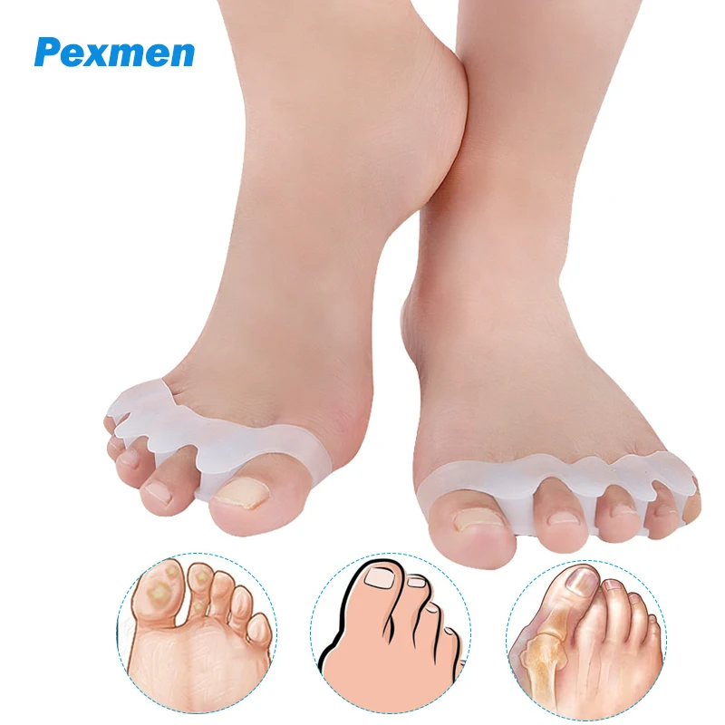 Pexmen 2/4Pcs Gel Toe Separator Soft Toe Spacer for Men and Women – Gentle Cushioning for Toes, Helps Restore Toes to Their Natu