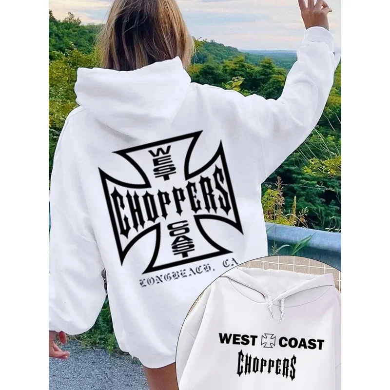

West Coast Choppers Cross Logo Толстовка с графическим принтом, мужская флисовая хлопковая толстовка для мужчин и женщин, модная винтажная одежда, толстовки