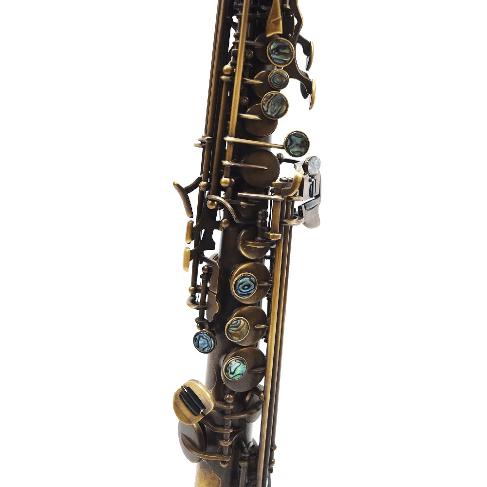 Professional Vintage Gold Copper Soprano Saxophone BB Tone Adjustable Foldable Lacquered Finish Woodwind Instrument Sale