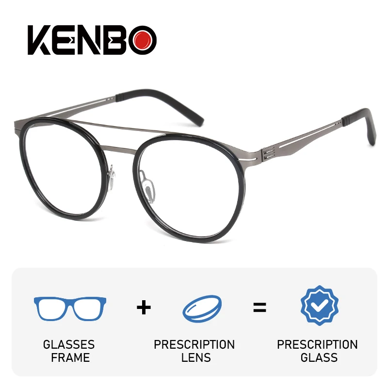 

KENBO Aviator очки по рецепту из нержавеющей стали, сверхлегкие очки для близорукости, модные оптические очки-пилоты для мужчин и женщин