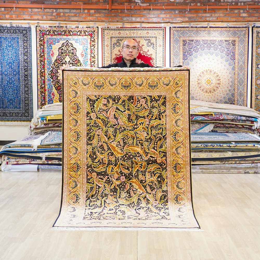 122x183cm Tabriz Silk Carpet Traditional Persian Carpet Kazakhstan Silk Rug