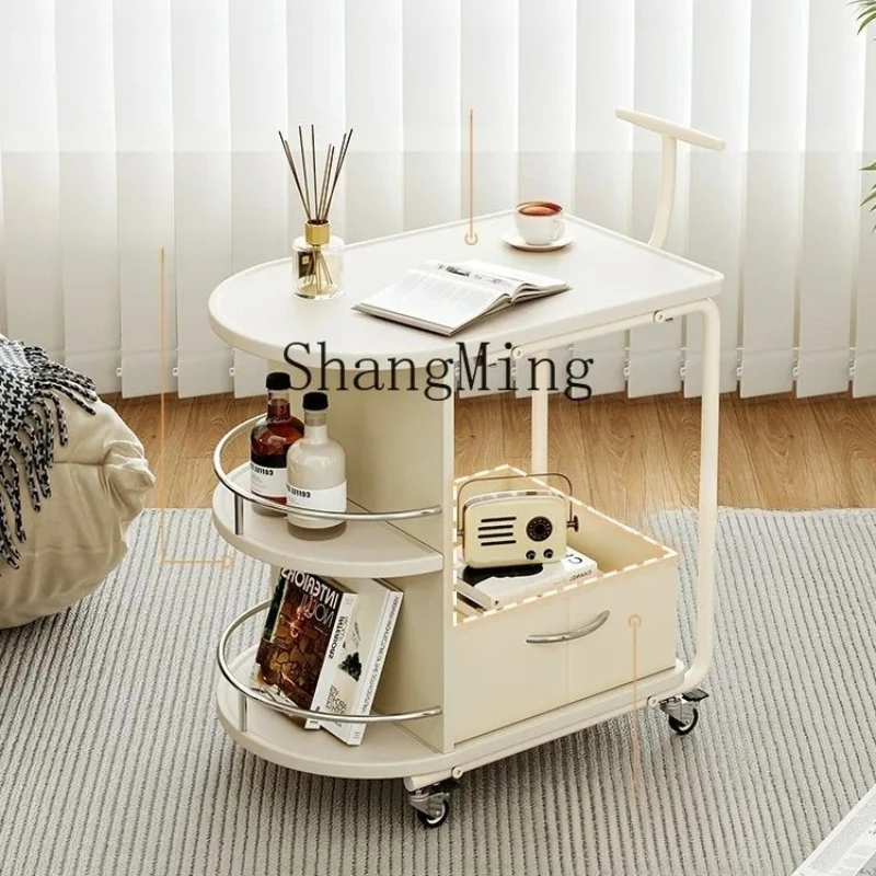 

FG premium delicate cream wind sofa side few simple modern bedside side cabinet movable living room trolley household table
