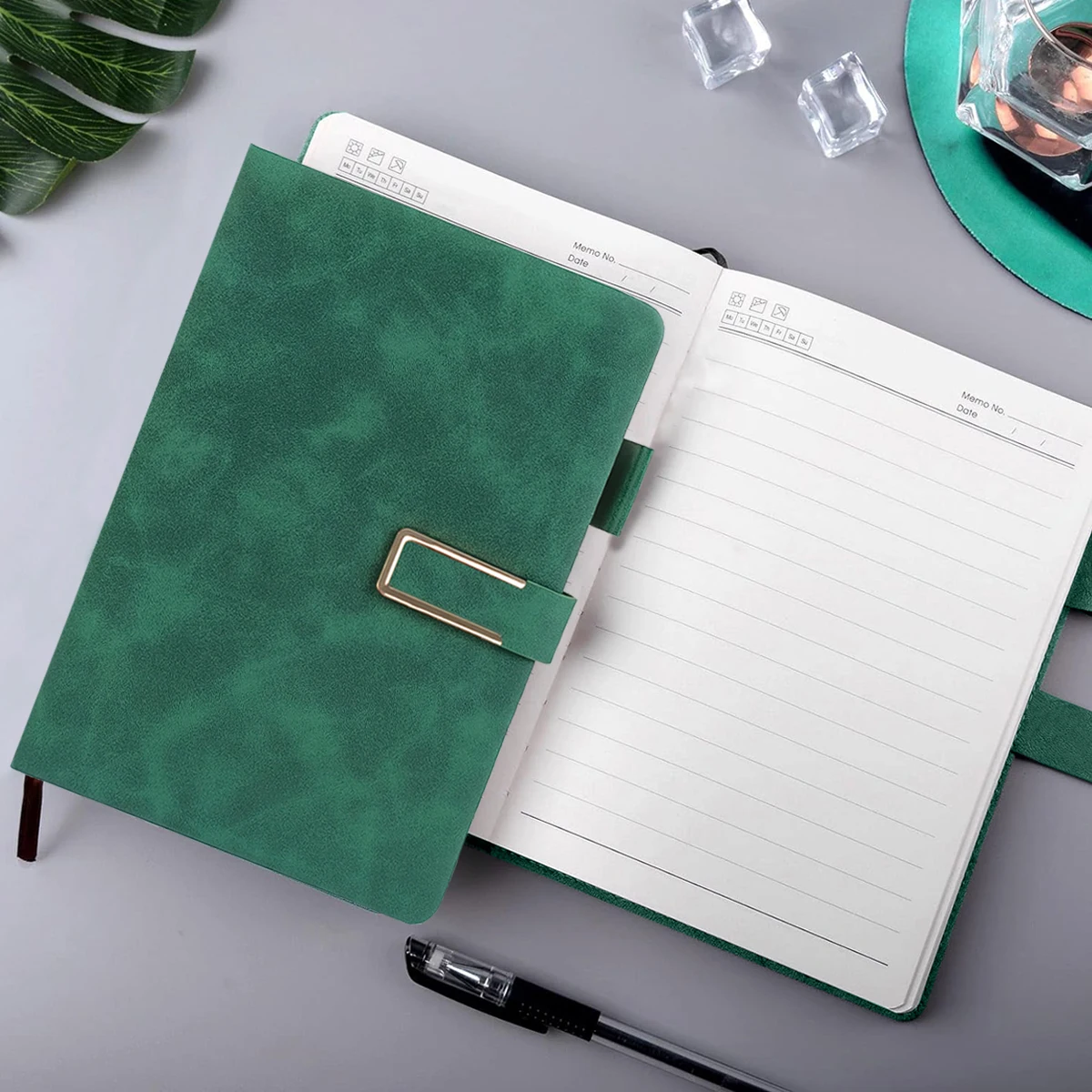 2/3 قطعة دفتر ملاحظات جلدي عتيق مقاس A5 مع غطاء ناعم وإشارة مرجعية مثالي لاجتماعات العمل وحياة الجامعة #4