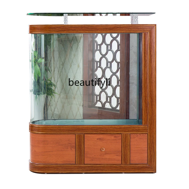 Fish Globe Chinese Glass Living Room Entrance Partition Screens Ecological Filter Aquarium