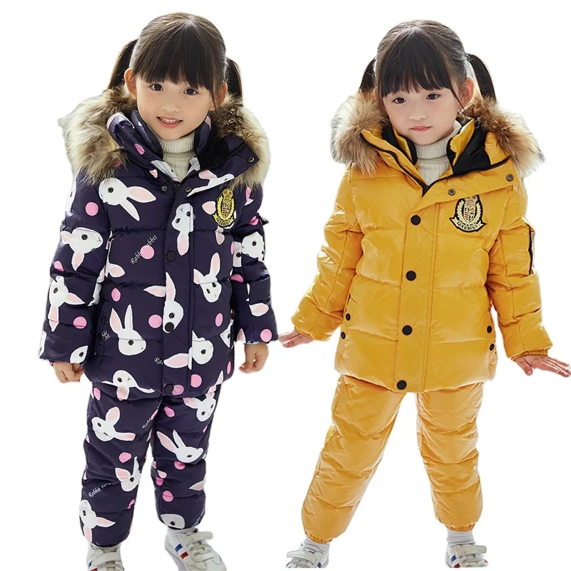 

2021 Winter Toddler Boy Winter Clothes Down Jackets Ovrealls Kids Girls Clothing Suits Active Sport Children Outfits Snow Wear