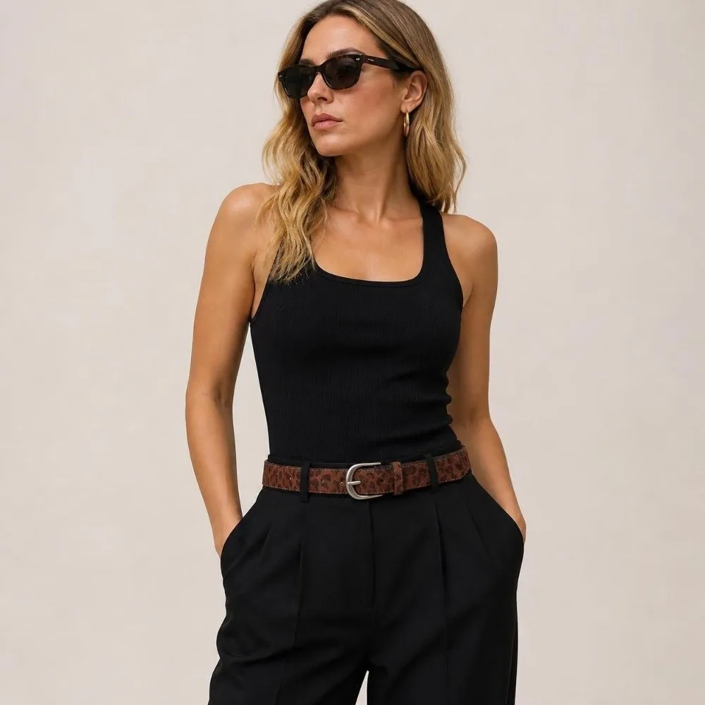 Y2K Style Leopard Print Waist Belt Gold/Silver Buckle Adjustable Suede Leather Belt Needle Buckle Fashion Belt Jeans Dresses