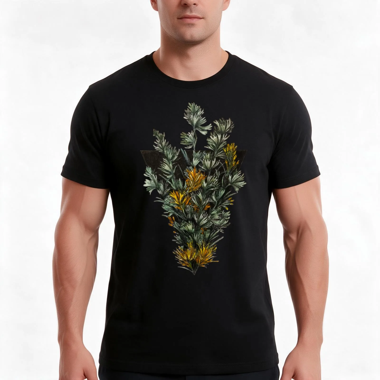 Sage and Rabbitbrush T-Shirt, Summer Casual Cotton Tee, Oversized Streetwear Tops, Vintage Graphic Print, Loose Fit Short Sleeve