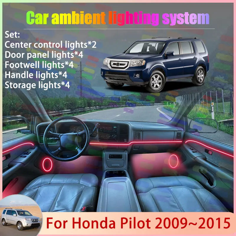 

Для Honda Pilot YF3 YF4 MK2 2009 ~ 2015 2010 2011 2/18 в 1 автомобильный атмосферный светильник RGB абажур ансамбль стример атмосферный набор