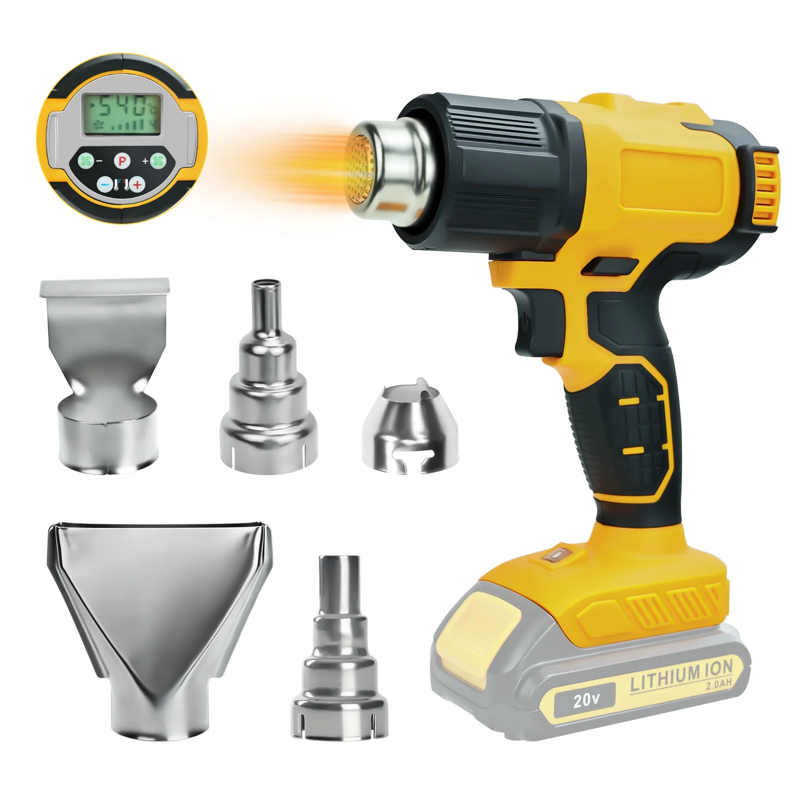 Pistola termica a batteria per pistola ad aria calda con batteria Dewalt da 20 V con display digitale LCD per avvolgimento termoretraibile e