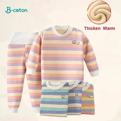 Thicken Warm Plush Children Sets Kids Clothes Boy Girl Underwear Suits Autumn Winter Children Clothinng Tops Hight Waist Pants