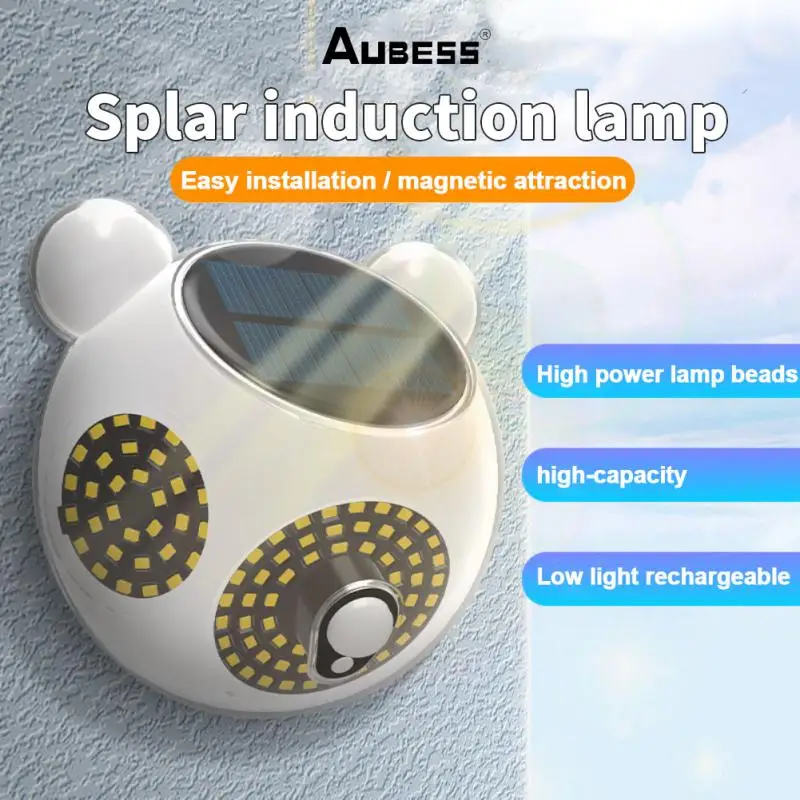 Solar Sensor Light 6000k แสงสีขาวกันน้ํา 124 โคมไฟ Led สวนกลางแจ้ง Pir Motion Sensor โคมไฟติดผนัง 1800mah