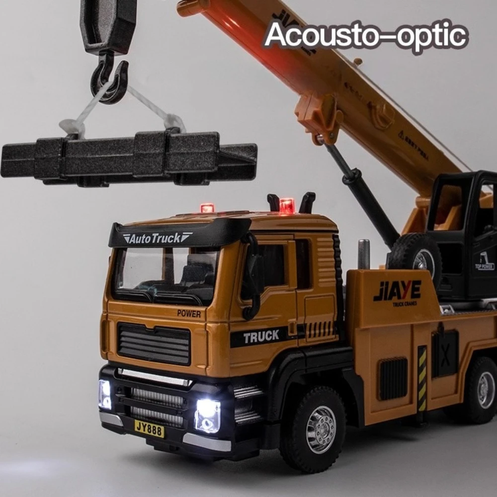 1:50 믹서 굴삭기 자동차 모형 장난감 소리와 빛 풀백 합금 바디 엔지니어링 운송 트럭 차량 모형 취미 선물