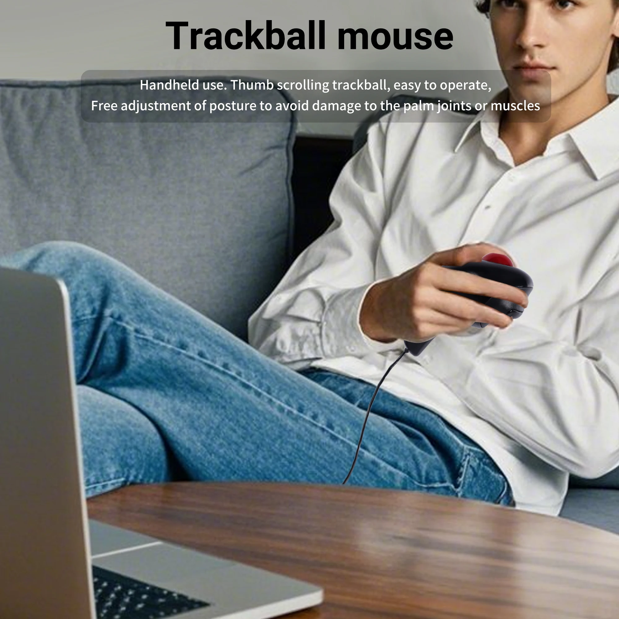 Trackball Mause Leggero Portatile Wireless 2.4G o Wired Ergonomia Design Uso in ufficio Air Mouse Classe Riunione Mouse vocale