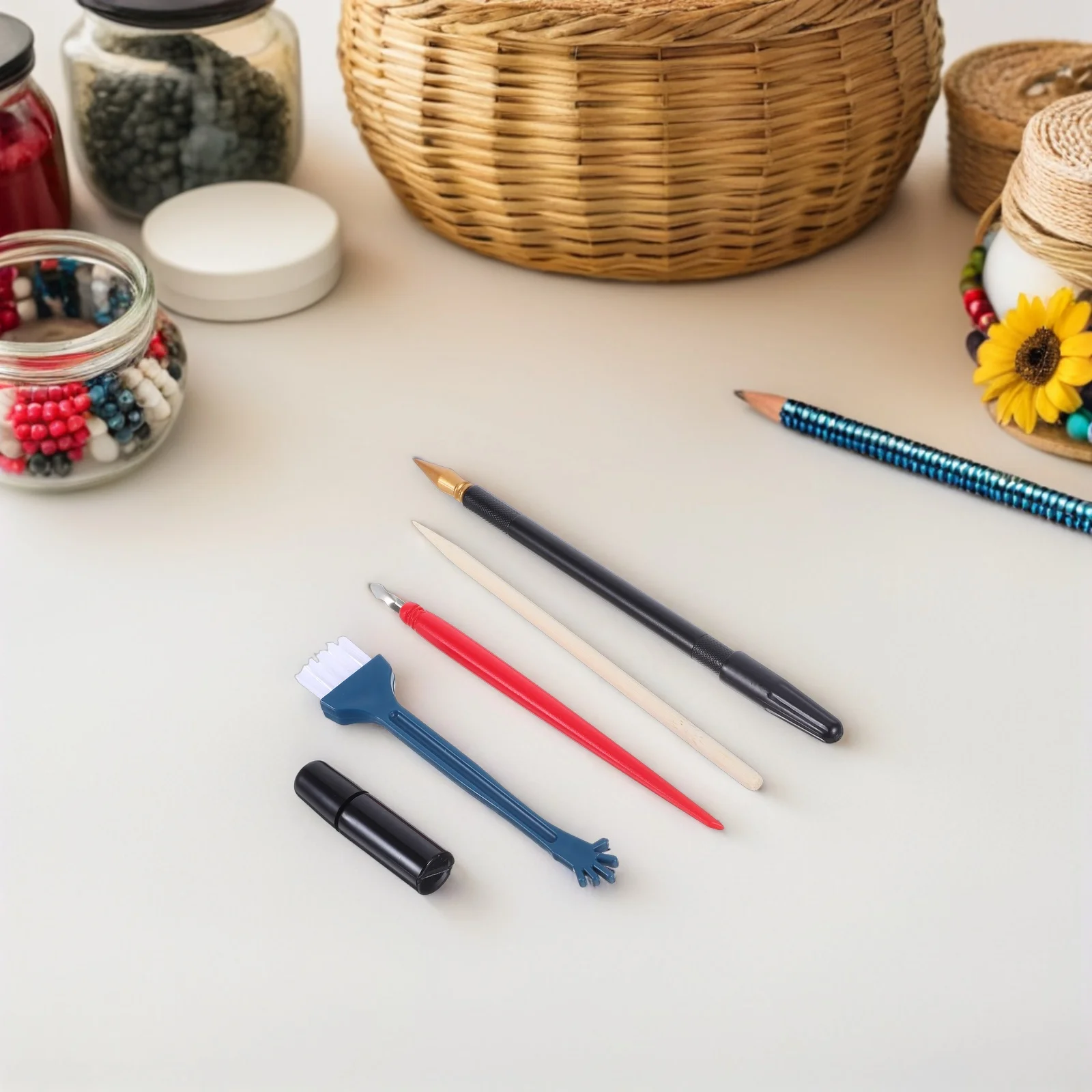 

5 Pcs Scrape Brush Set Scratch Craft Sticks DIY Paper Tools Detail Pens Crafting Art
