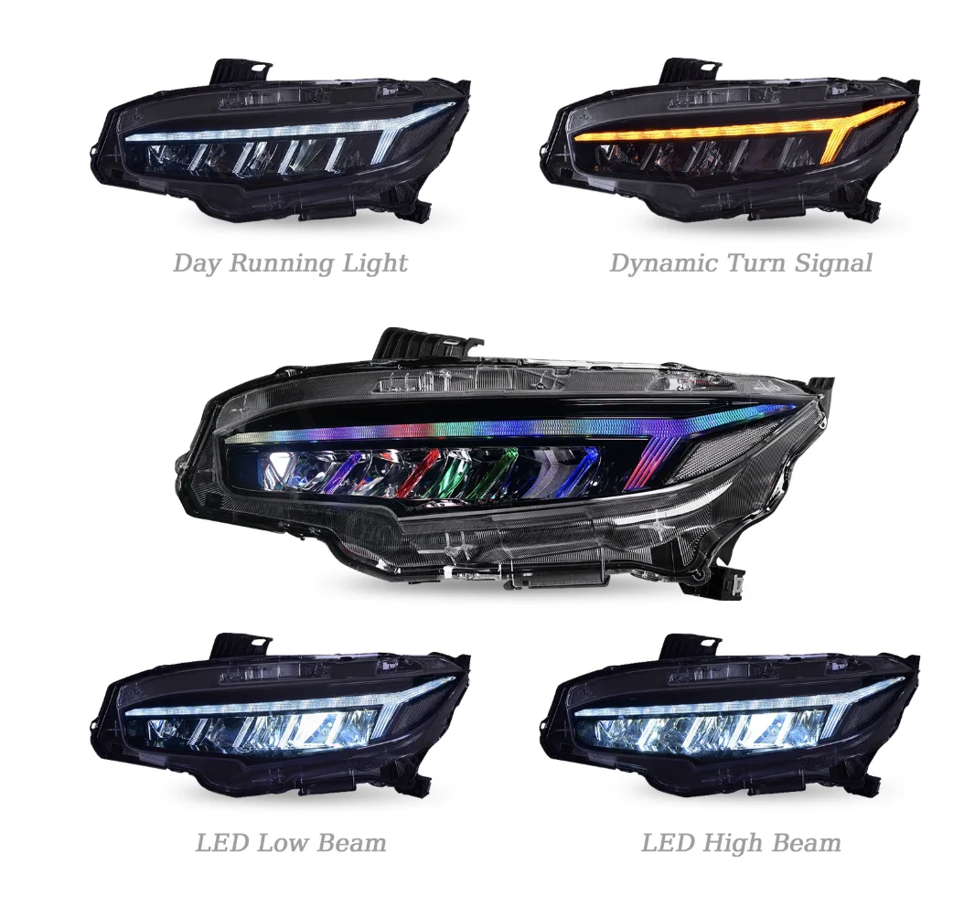 MRD LED Farol para GEN 10 Sedan 2016-2021 Led Head Light RGB farol