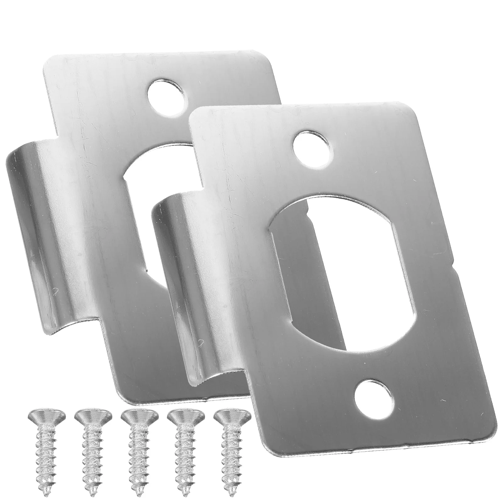 2pcs Door Strike Plate Metal Deadbolt Installation Kit For Front Door Reinforcement Security Lock Fillers Stainless Steel Plates
