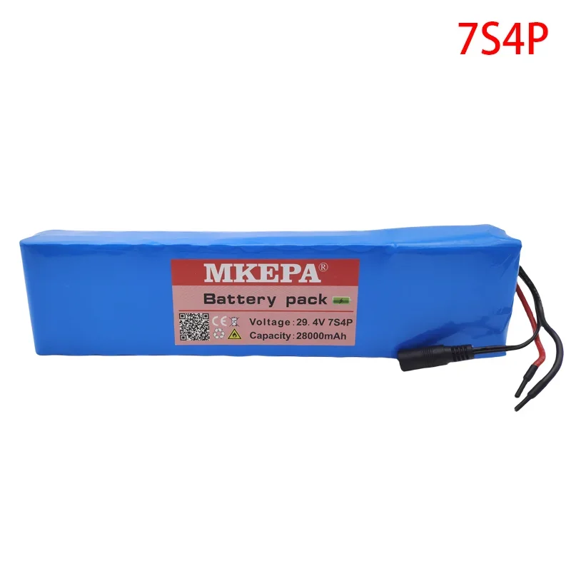 24V 7S4P 18650 28Ah Rechargeable Lithium Ion Battery Pack 29.4V for Electric Bicycle Electric Scooter Batteries+29.4V Charger