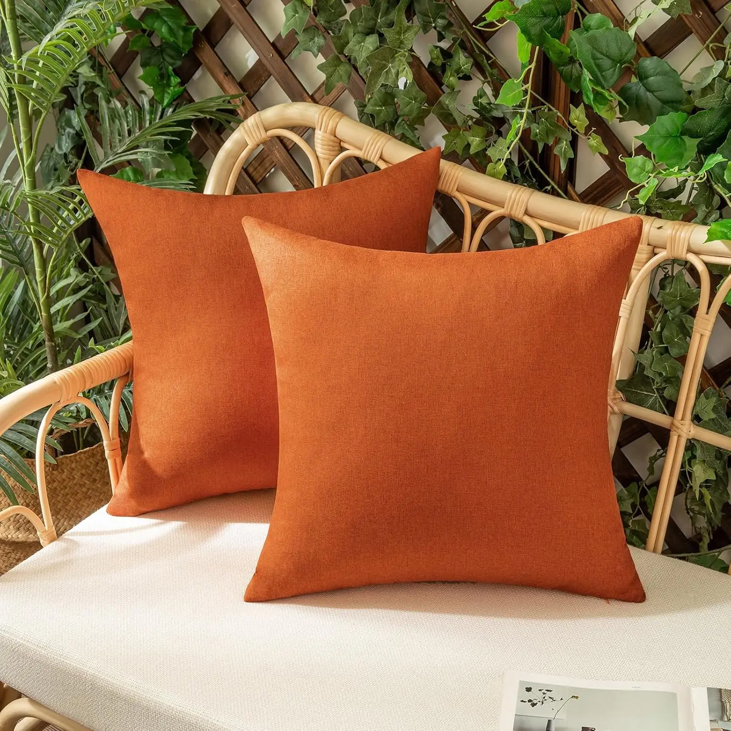 

Set of 2 Outdoor Waterproof Throw Pillow Covers Decorative Farmhouse Solid Cushion Cases for Patio Tent Balcony Couch Sofa Car O