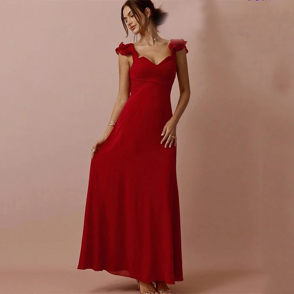 

Customized Retro Chiffon Criss-Cross Bow Ruched A-line Off-the-shoulder Long Dresses Bespoke Occasion Dresses Fashion Exquisite