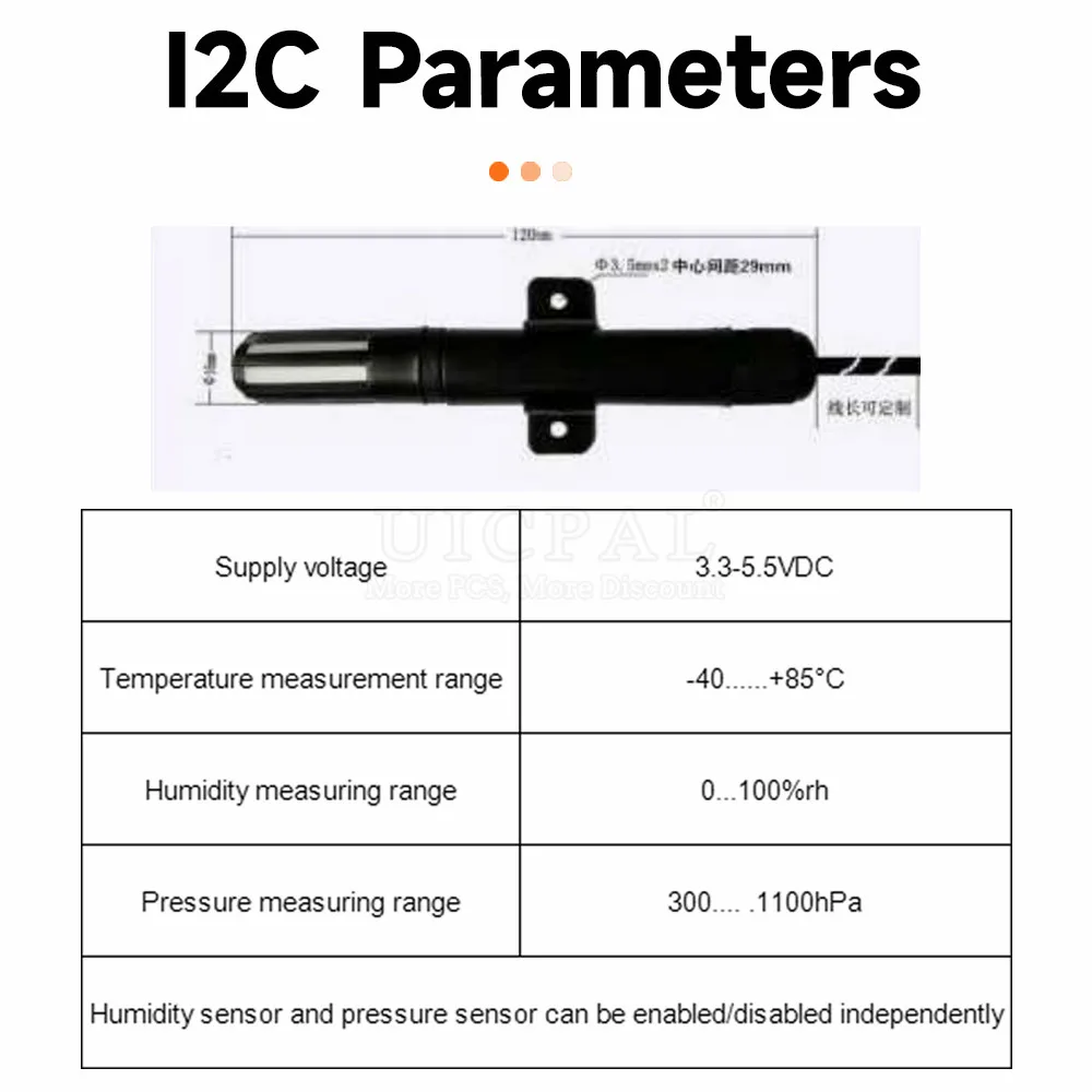 BME280 High Precision Temperature and Humidity Sensor Probe Cable 1M 2M 3M 5M Digital Sensor I2C or RS485 Waterproof Shield