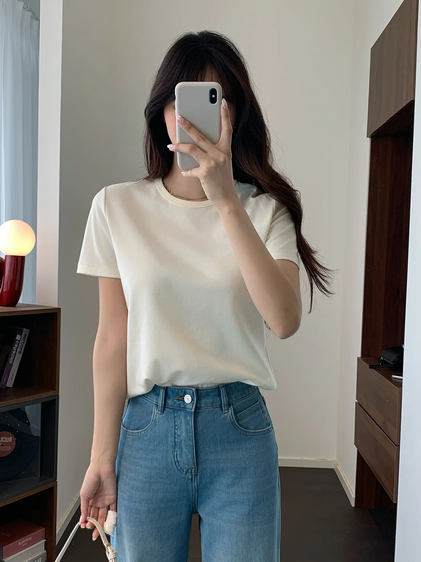 

Comfortable Basic round Neck Short Sleeve T-Shirt Pure Color Acetate Fiber Ladies Top Uni Crispirit Brand Simple Style Spring...