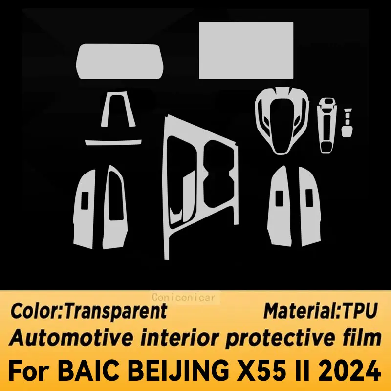 For BAIC BEIJING X55 II 2024 Gearbox Panel Navigation Automotive Interior Screen TPU Protective Film Anti-Scratch Sticker