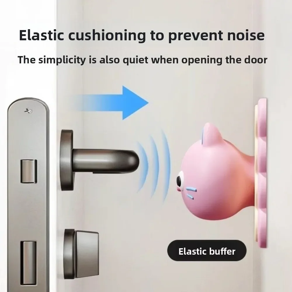 New Cartoon Cat Doll Door Bumper Stickers Anti-Trap Protection Durable Door Handle Mute Pad PVC Home Safety Device Home Use