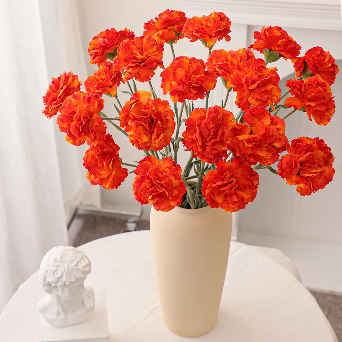 XIYA ดอกไม้ประดิษฐ์ดอกคาร์เนชั่น Bunch ดอกไม้คาร์เนชั่นช่อดอกไม้สีเหลืองสีส้มสีชมพูพืชประดิษฐ์วัสดุ PE Home Decor