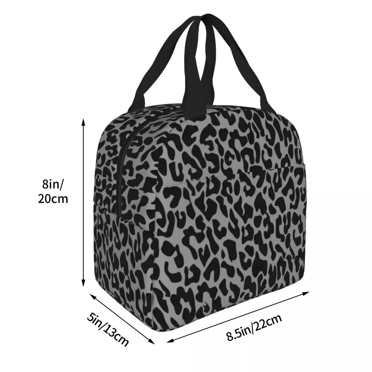 Black Leopard Insulated Lunch Bag Cooler Bag Reusable Cheetah Animal Large Tote Lunch Box Food Bag Beach Travel