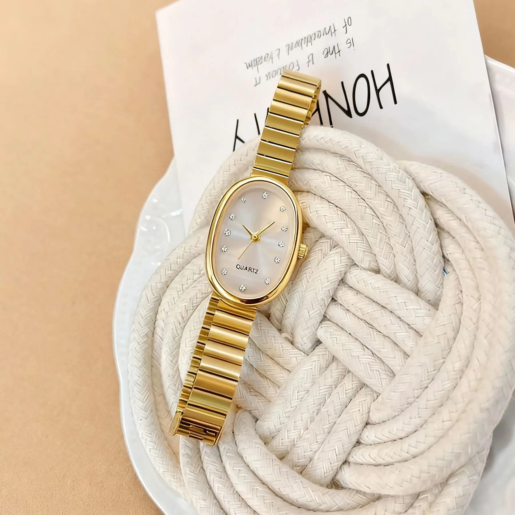 1/4PCS Elegant Oval Dial Women Quartz Watches Fashion Ultra-thin Strap Ladies Wristwatch Reloj Mujer Girls Clock(Without Box)