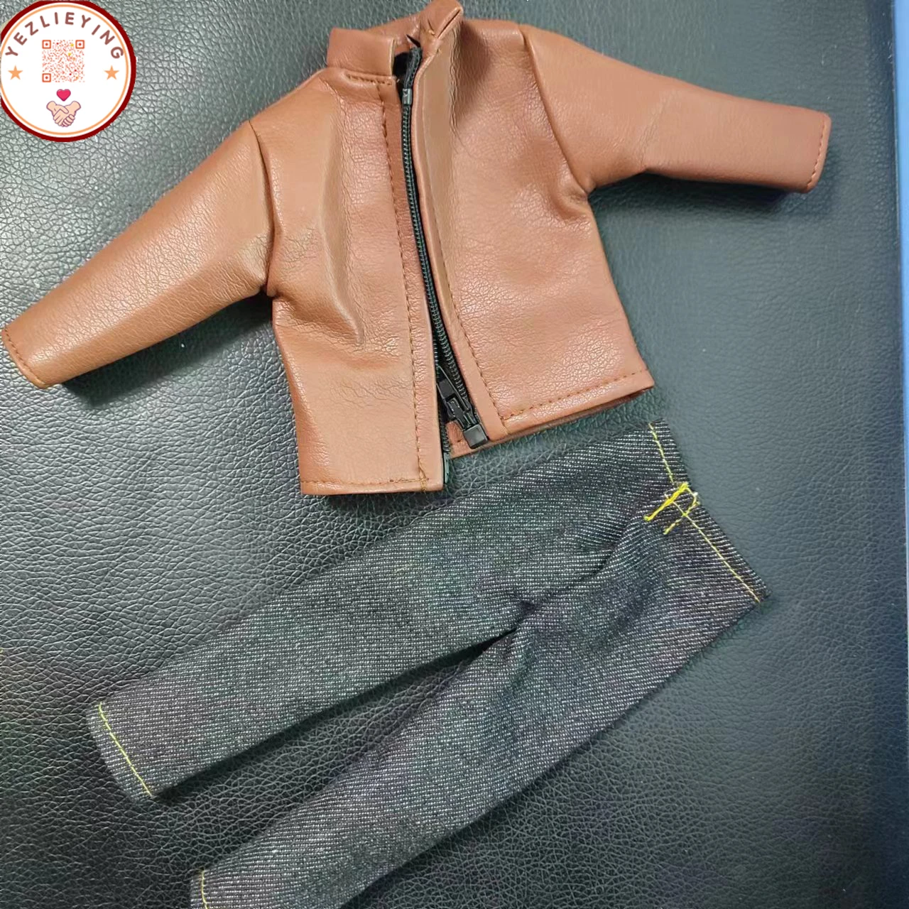 1/6 Scale สีน้ําตาลหนังแจ็คเก็ตกางเกงยีนส์ + กางเกงชุดเสื้อผ้าชุดสําหรับ 12in ชายทหาร Action Figure ของเล่น