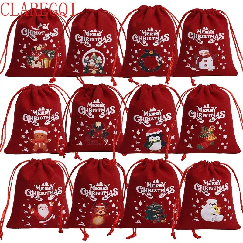 Flannelette Large Capacity Candy Bag Christmas Eve Apple Christmas Bags Children Like It Christmas Bags For Gifts Bundle Mouth