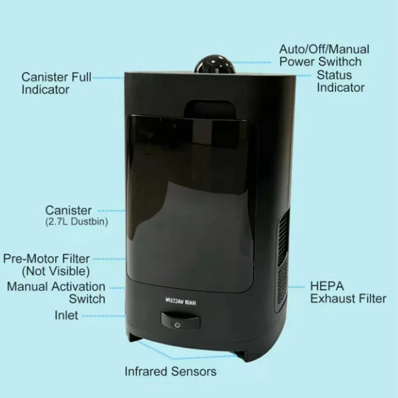 Salon Smart Hair Trimmer Vacuum with Hair Collection Bucket, Professional Hair Clipper Suction Machine view 3