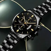 Fashion Men Stainless Steel Watch Luxury Calendar Quartz Wrist Watch Mens Business Watches for Man Clock Montre Homme 2