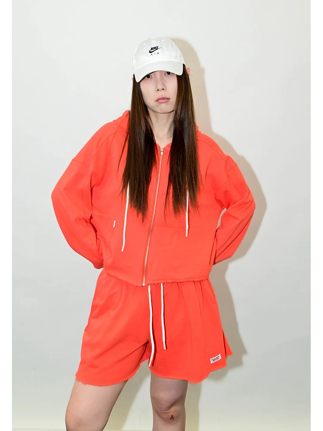 

Комплект спортивной одежды Blue Studios 2025: летний, оранжево-красный, удобный, свободный, из чистого хлопка, женский повседневный спортивный костюм-двойка