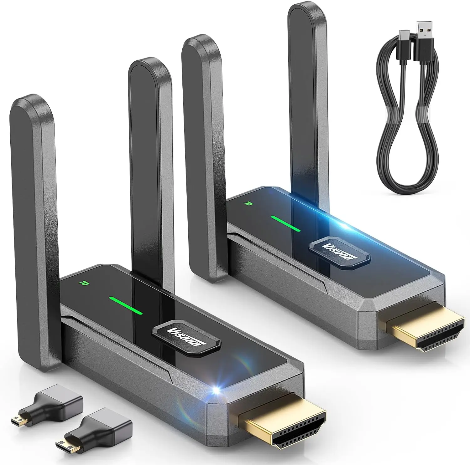 

2026 Wireless Transmitter and Receiver, 492FT Long Range Extender, Low Latency & Stable Connection, Streams Video Wirelessly from Netflix, Laptop, TV Box, Camera to Multiple Screens & TVs