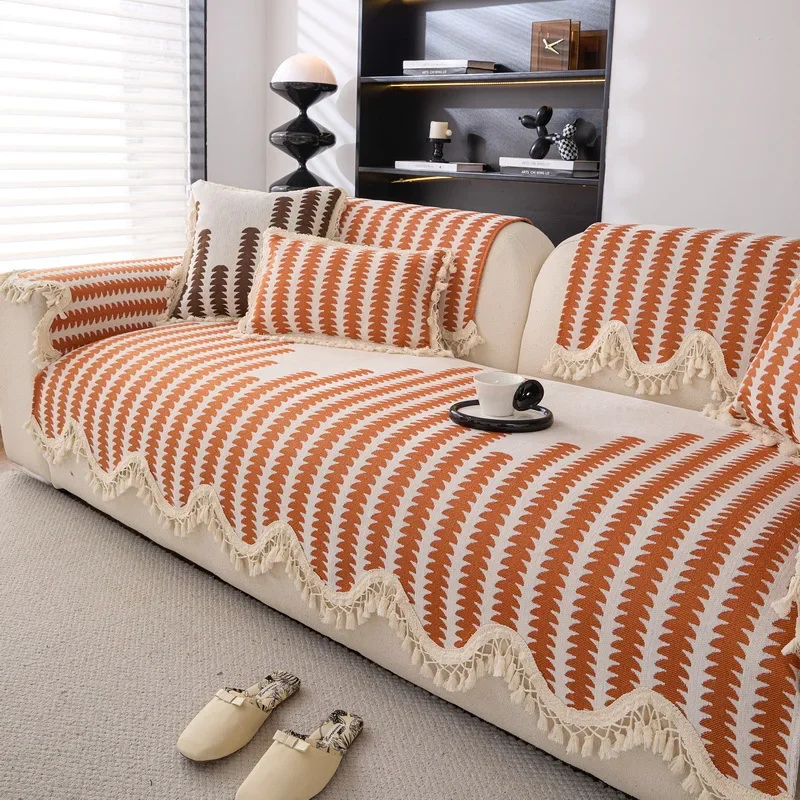Geometry Pattern Thicken Sofa Cover Universal Soft Velvet Sofa Cushion Non-slip Couch Towel Mat for Living Room Four Seasons