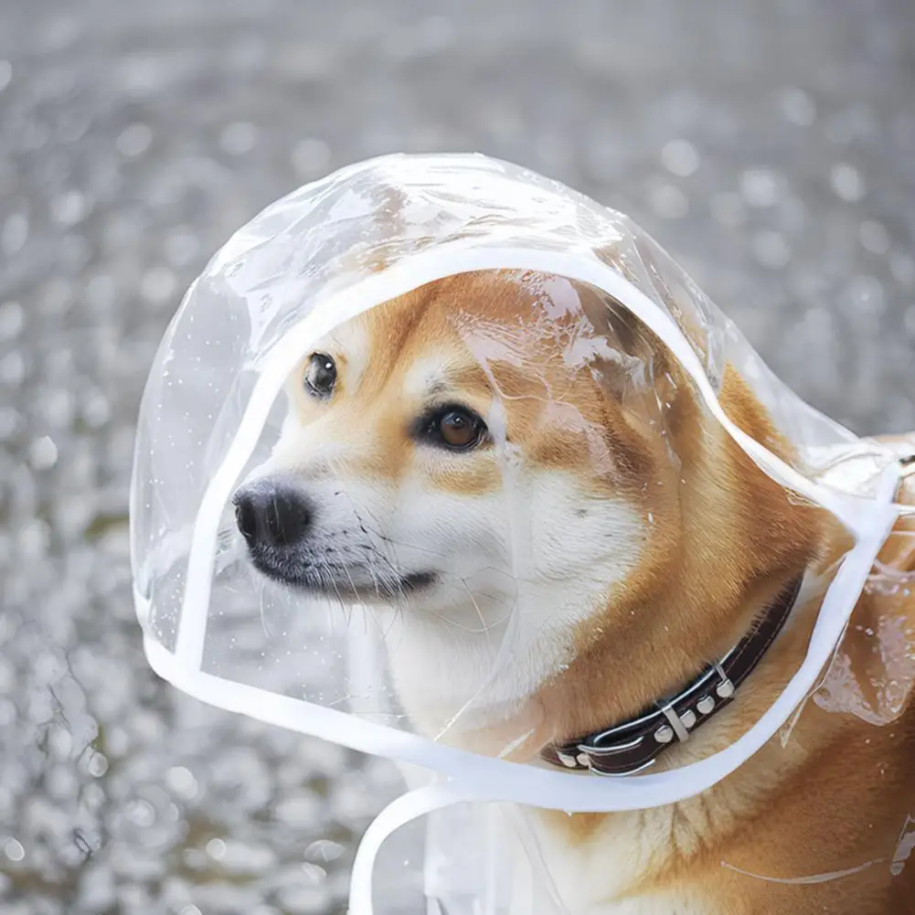 Dog Raincoat Transparent Hooded Dog Rain Jacket Adjustable Waterproof Pet Poncho for Small Medium Dogs Cats