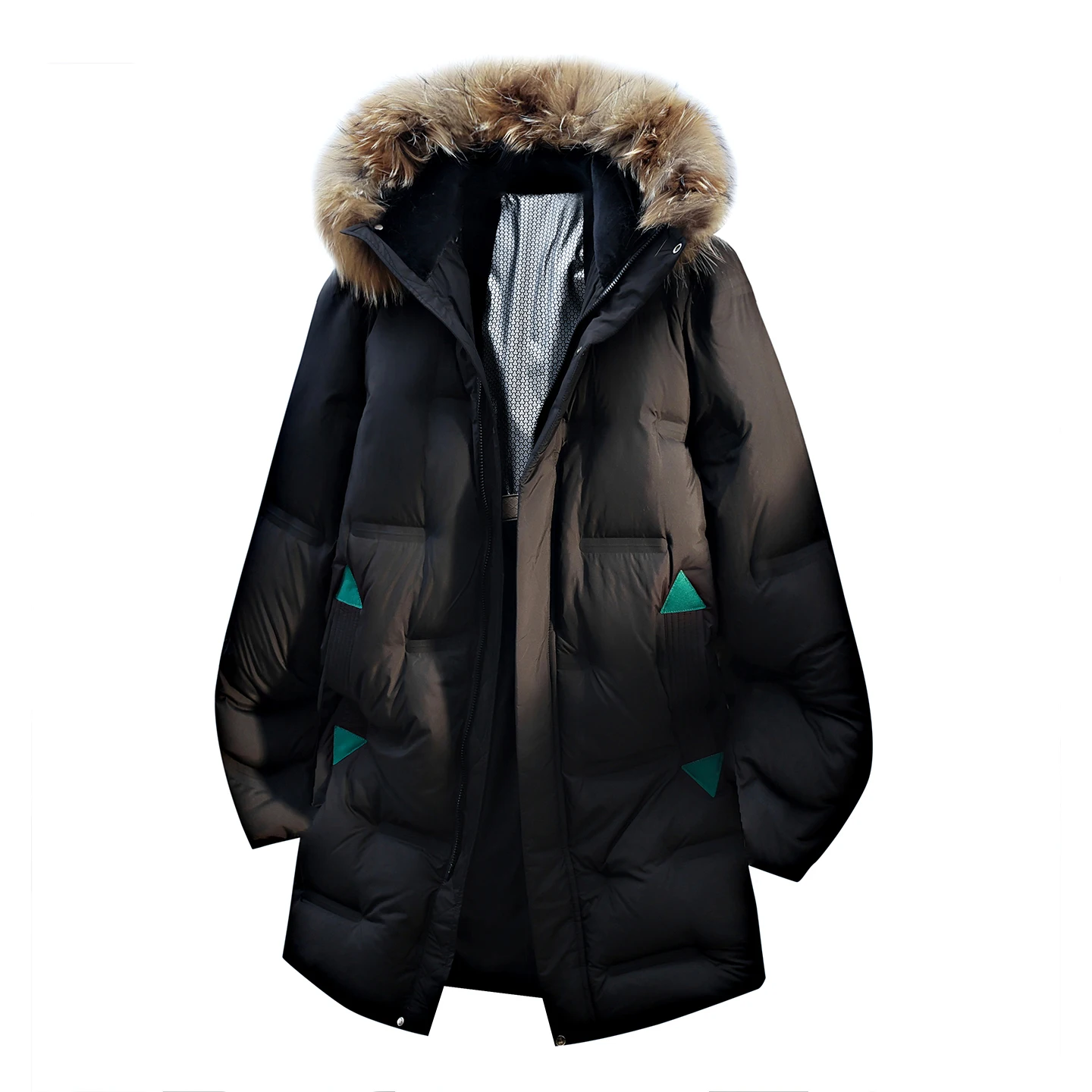 Chaquetas de plumón de pato blanco con capucha para hombre, de longitud media, cálidas, informales, holgadas, a prueba de viento, gruesas, de alta calidad, para invierno