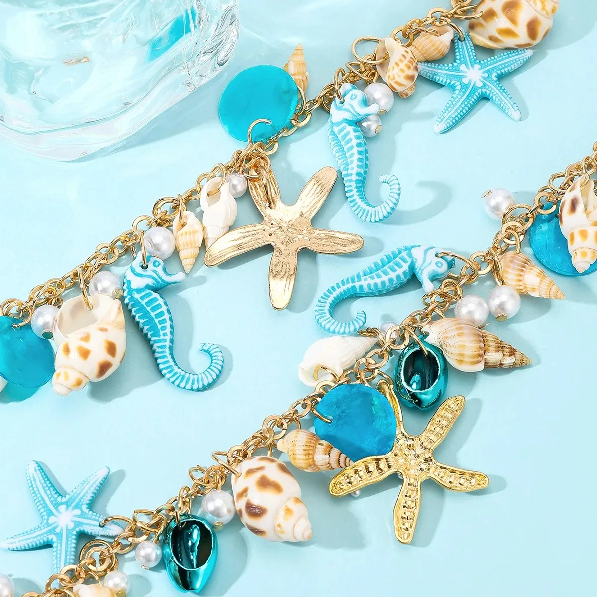 Braccialetti per collane con ciondoli da spiaggia per le vacanze per le donne Collare con conchiglia di stelle marine alla moda Accessori per gioielli attraenti estivi Regali