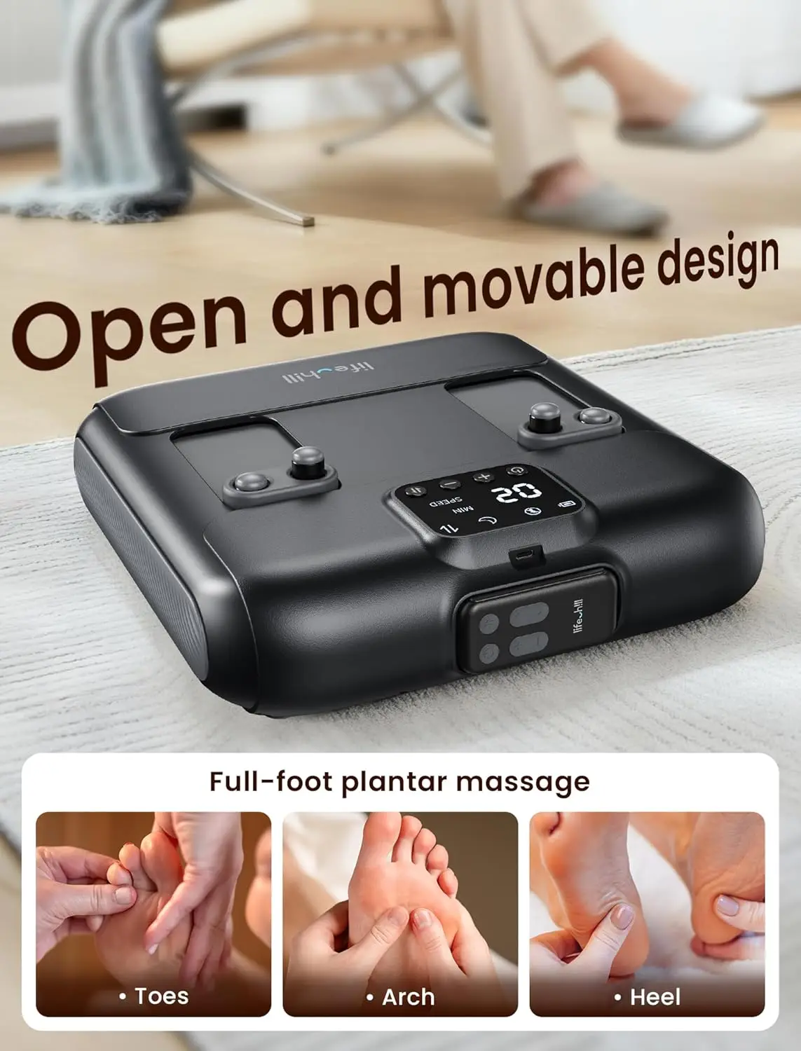 Wireless Foot Massager Gun with Remote, 10-Level Percussion Massage, Rechargeable Shiatsu Foot Massager, FSA/HSA Eligible