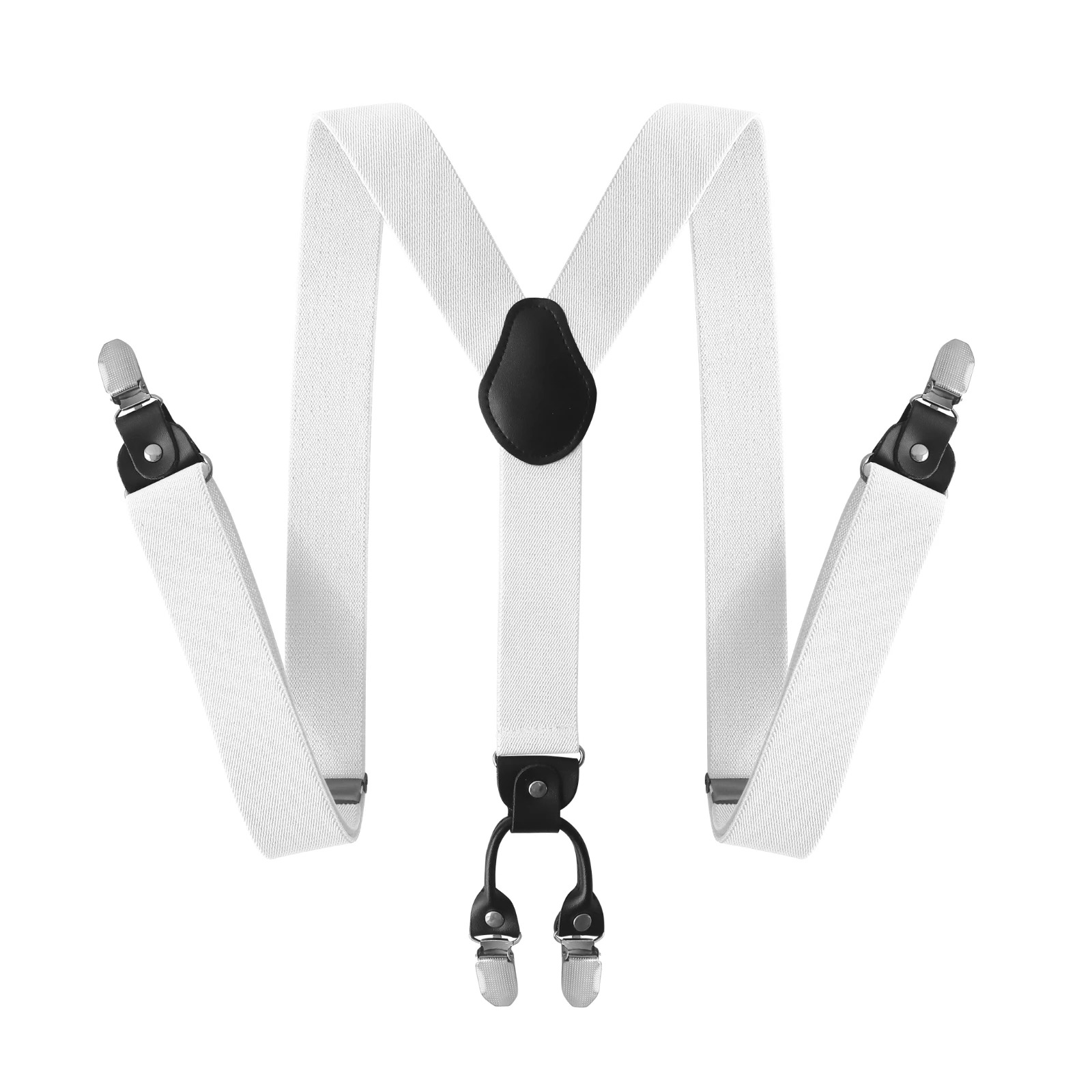 3.5*120cm Man's Suspenders PU Leather Casual Straps Y-back Shape Men's Trousers Suspensorio Elastic Clips-on 4 Clips Suspender