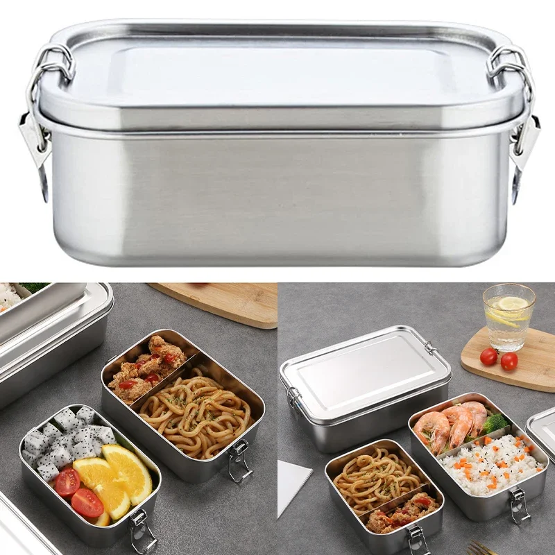 Stainless Steel Square Lunch Box Sealed Insulation Bento Boxes Lunch Box Canteen Large Capacity Compartment Lunch Box lonchera