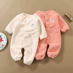 Autumn Winter Newborn Boys Girls Knitted Jumpsuit Solid Color Thicked Keep Warm Infant Toddler Long Pants Bodysuits Baby Clothes