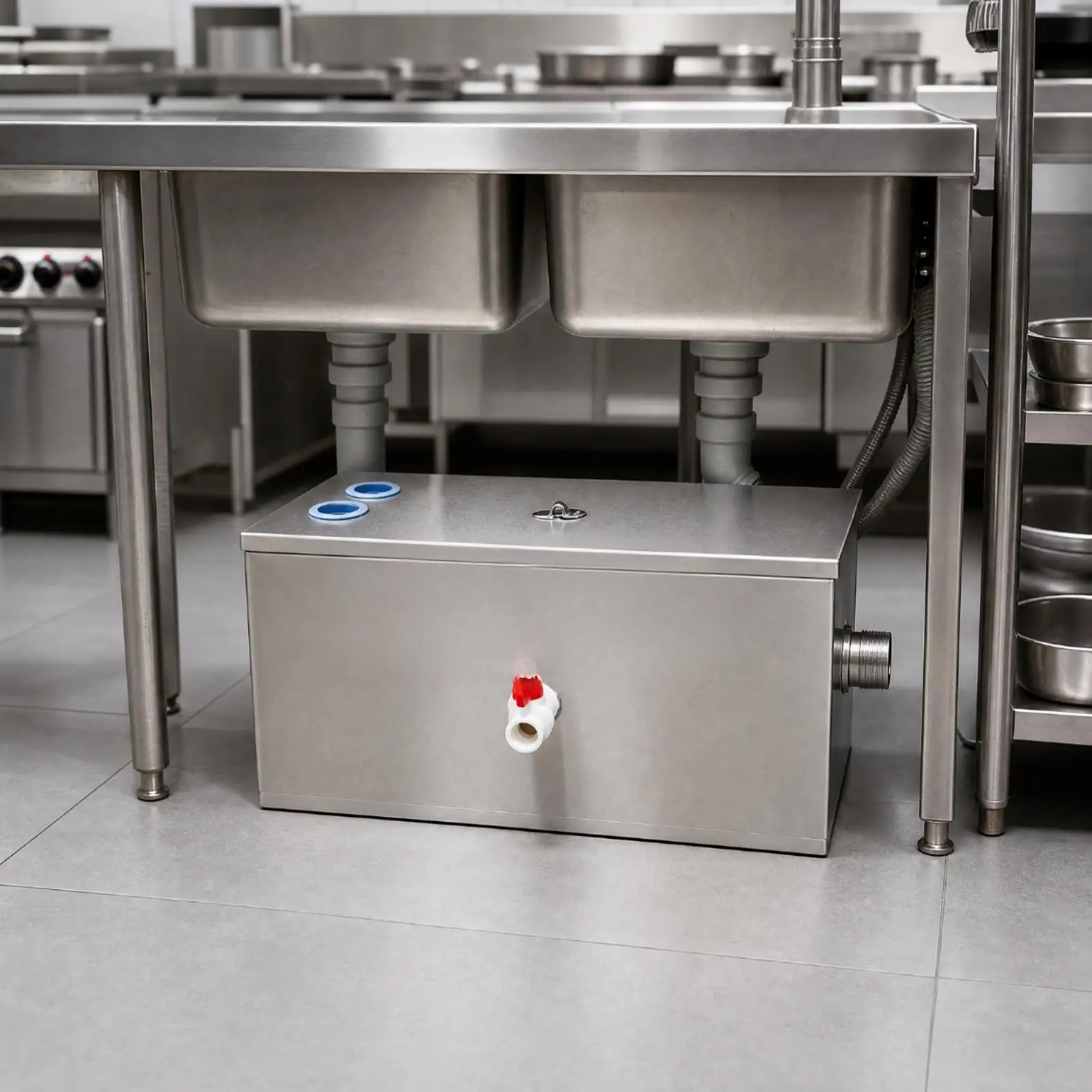 Stainless Steel Oil Grease Separator for Commercial Kitchen Wastewater Drainage System with Front Access Oil Drain